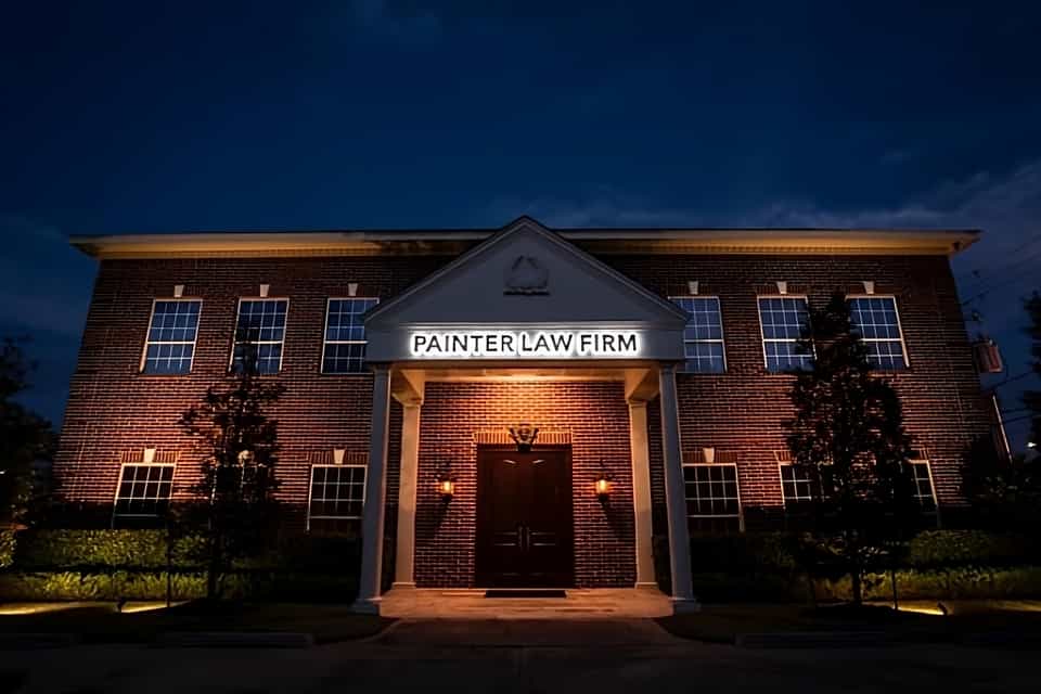 Painter Law Firm building at night.