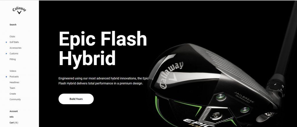 Home page of Callaway website