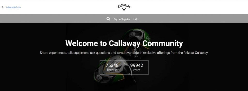 Callaway community page on the website