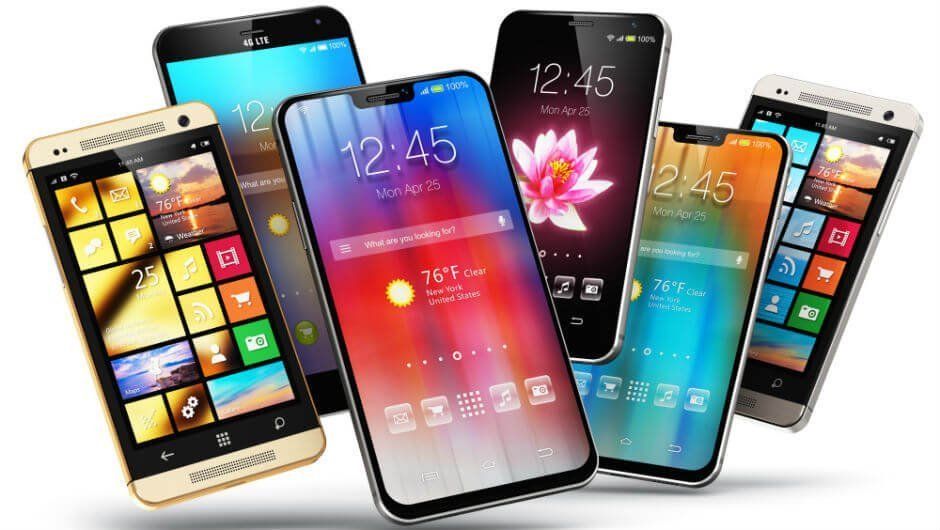 A pictorial representation of various smartphone models