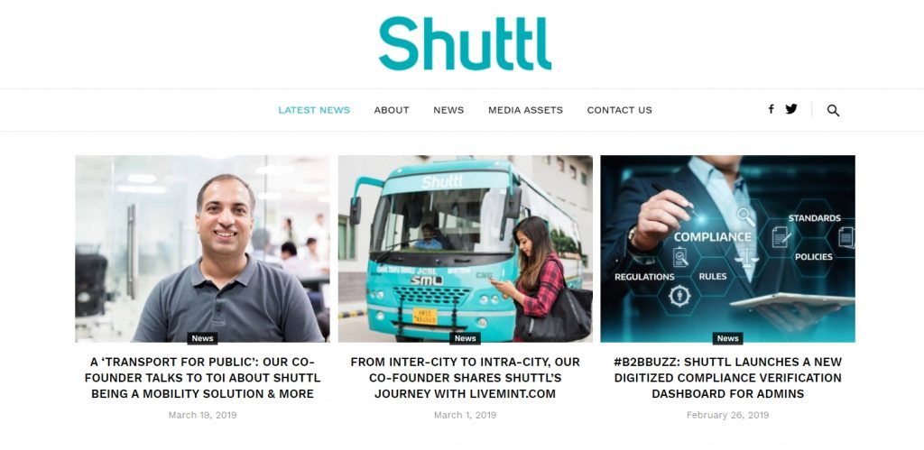 Shuttle bus service media pages