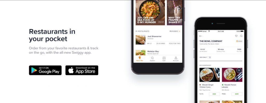 Swiggy food delivery app in India