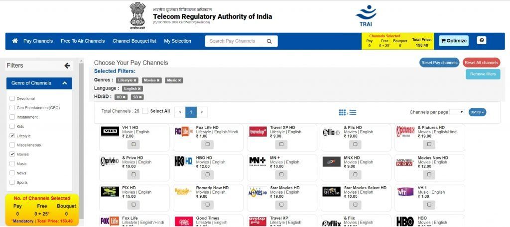 he cumbersome TRAI channel selector app interface