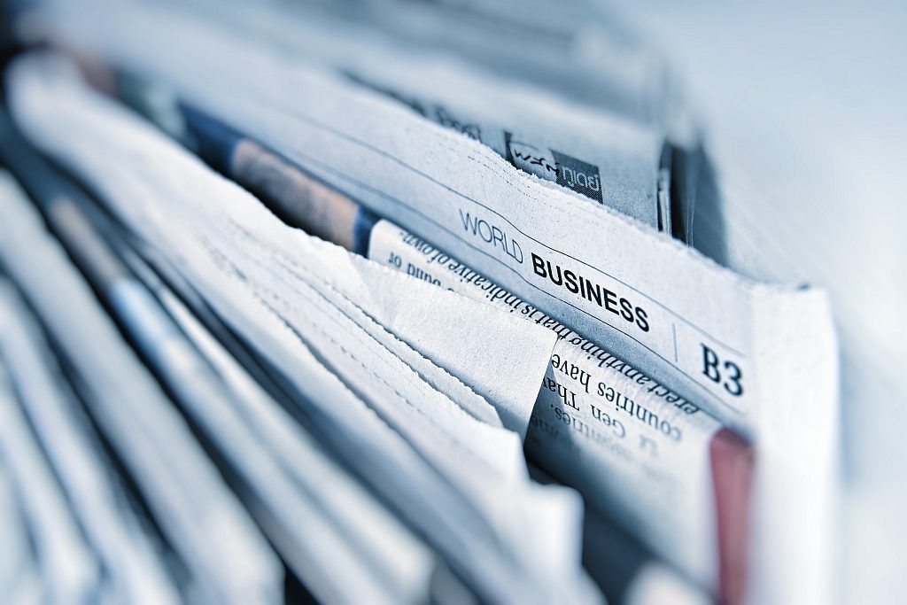 A close-up of newspapers