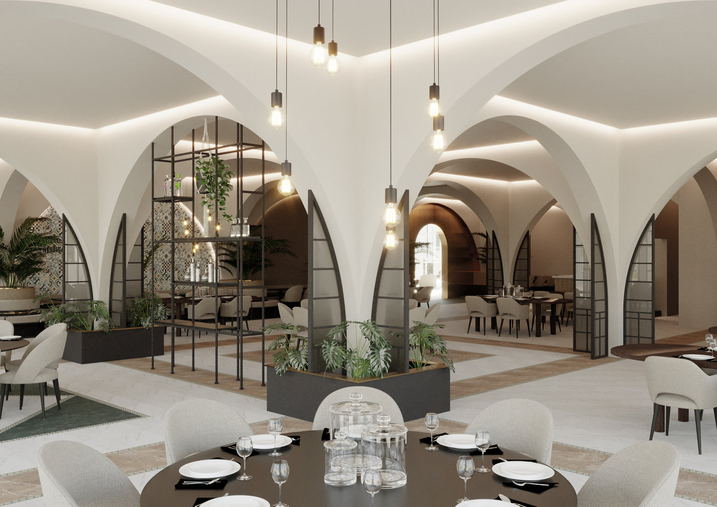 Интерьер ресторана Sun Garden — визуализация