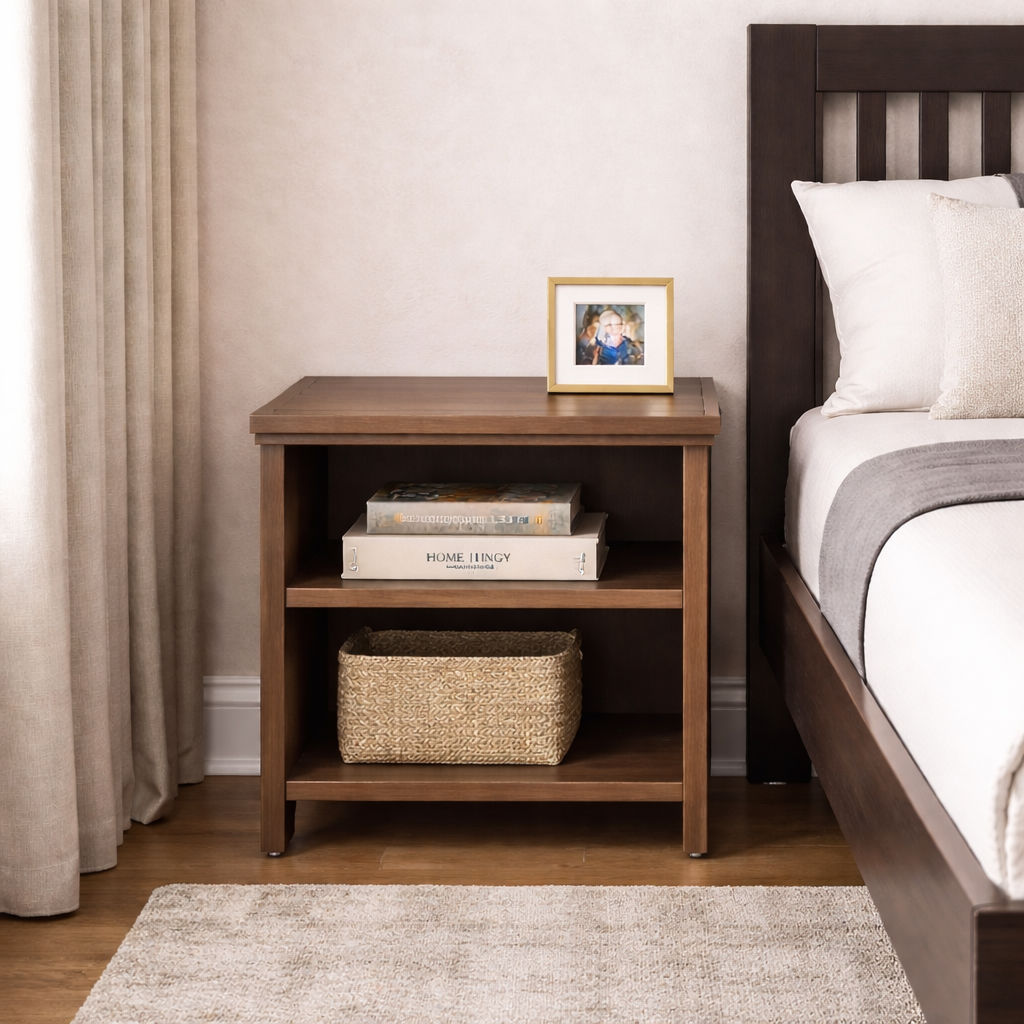 Bedside Table In Californian Walnut Finish by Urban Ladder