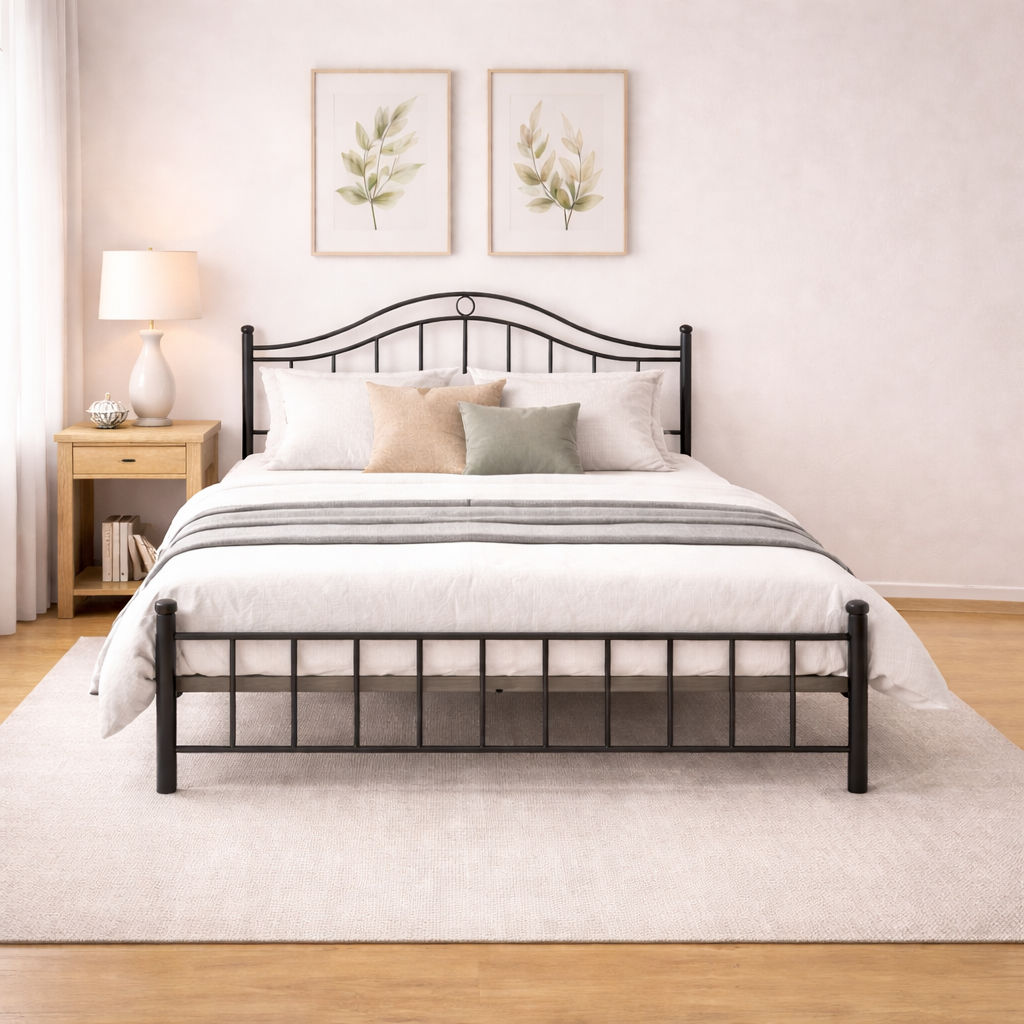 Arnold Metal Queen Size Bed in Black Finish by Urban Ladder 