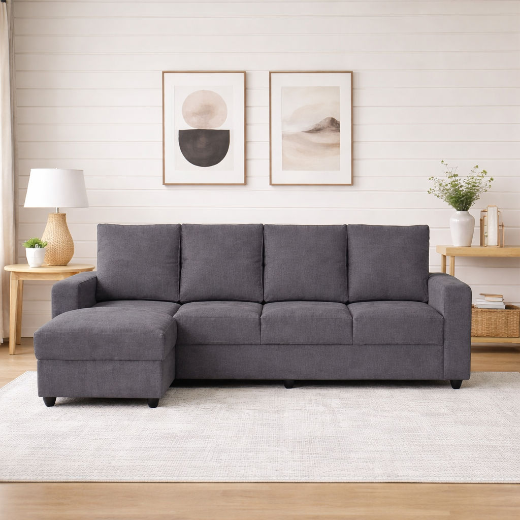 Klassik Grey L Shape Sofa (5 Seater - right )  by Elitrus