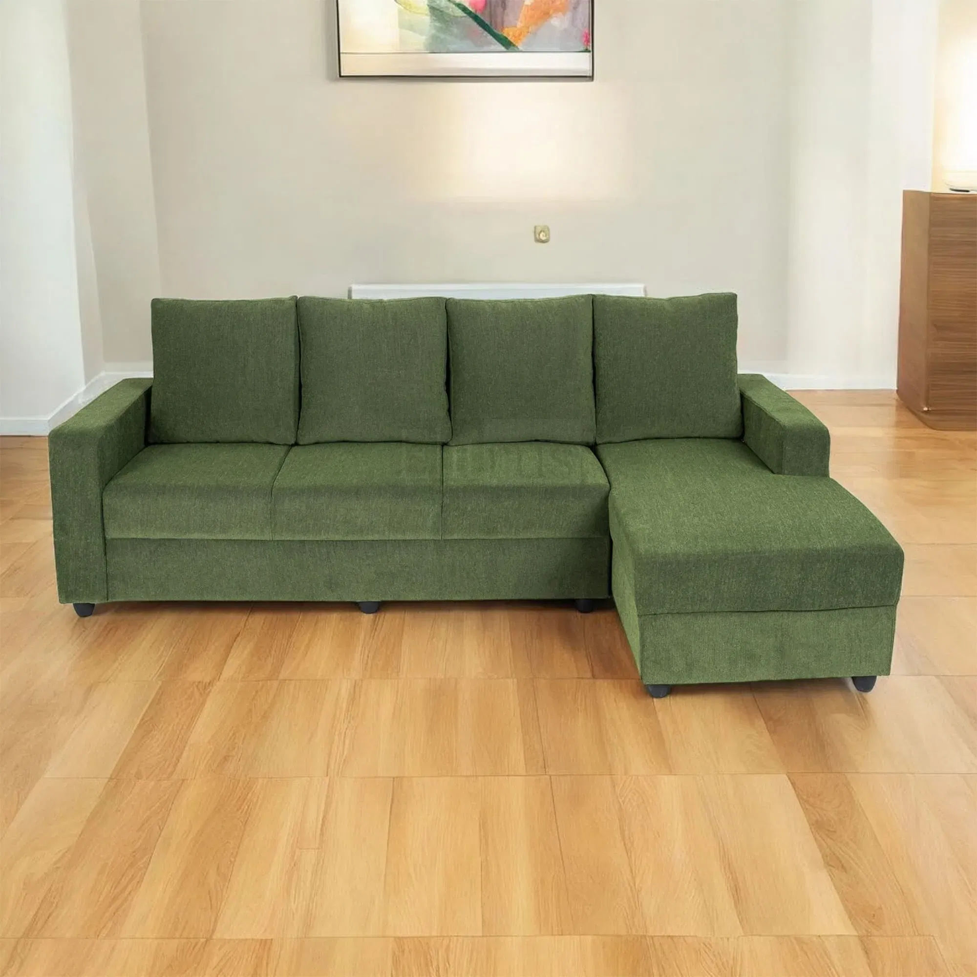 Green L-Shape Sofa | 5 Seater (Left) | Elitrus