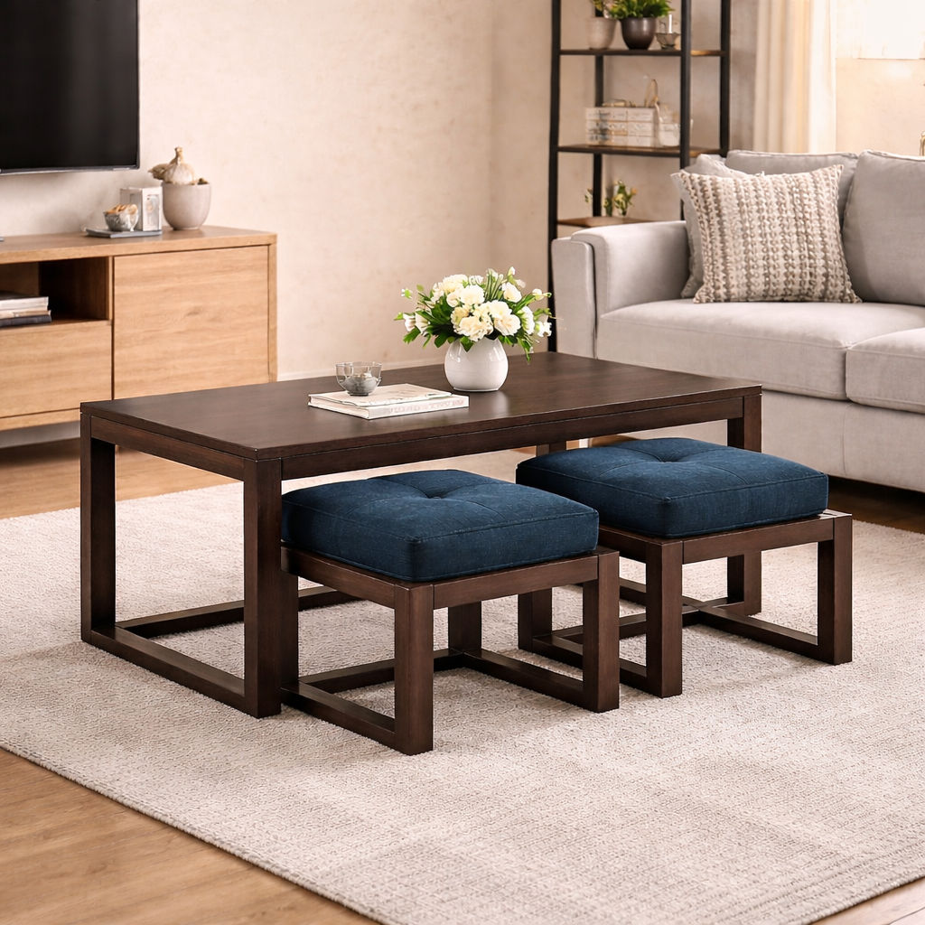 Rectangular Coffee Table | 2 Seater| Mango Walnut Finish