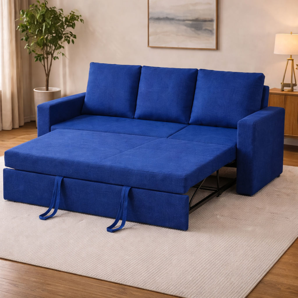 Klassik Blue 3 Seater Sofa Cum Bed  by Elitrus 