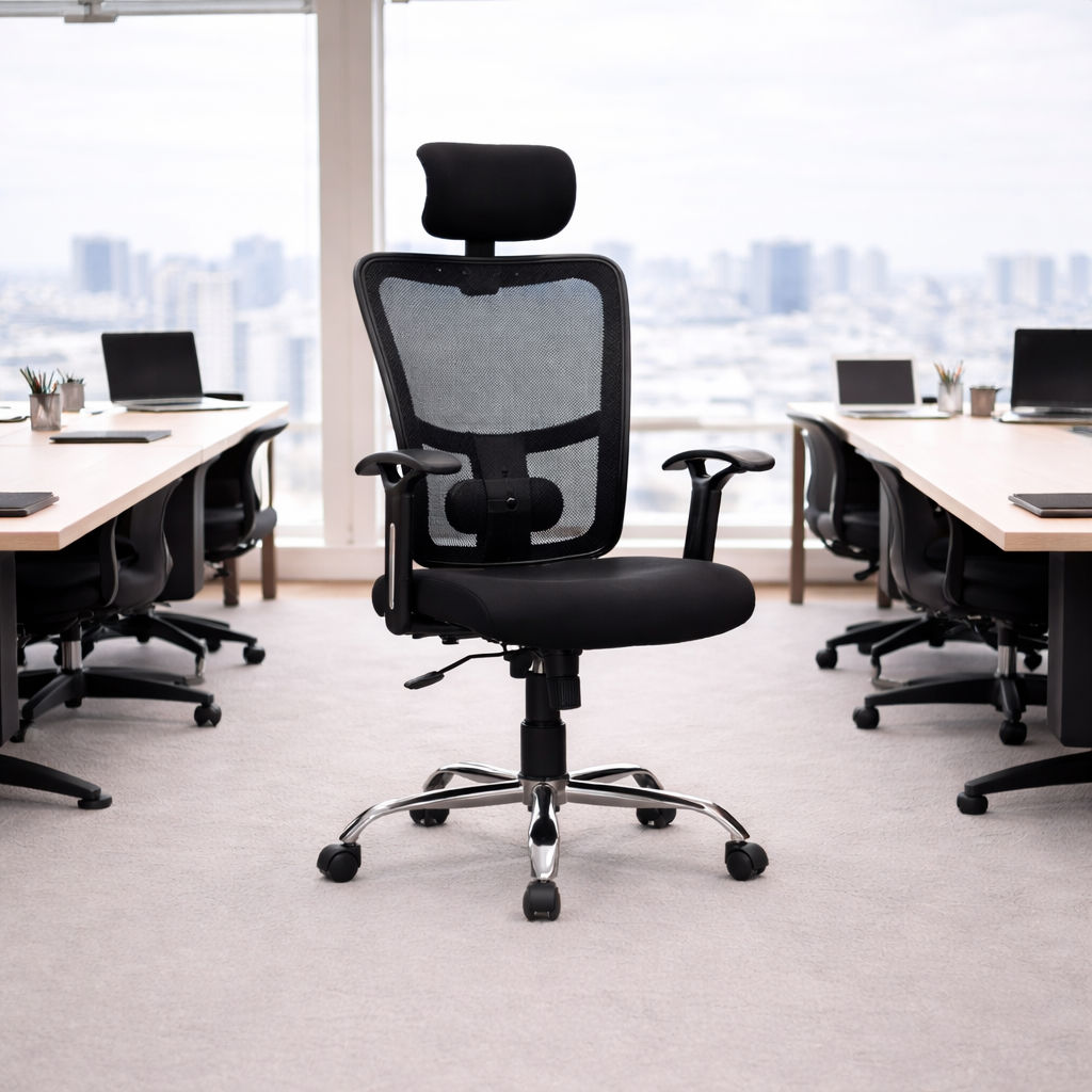 Elitrus Ergonomic Office Revolving Chair with Classic Mesh High Back with Chrome Base