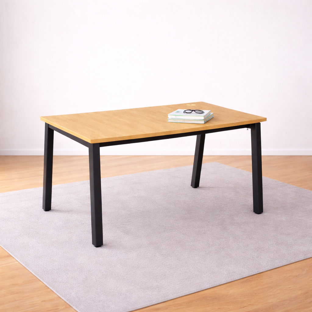 Elitrus (2 X 4 Feet) 1 Seater Office Workstation Table Powder coated metal base with with Prelam particle board top - Beige