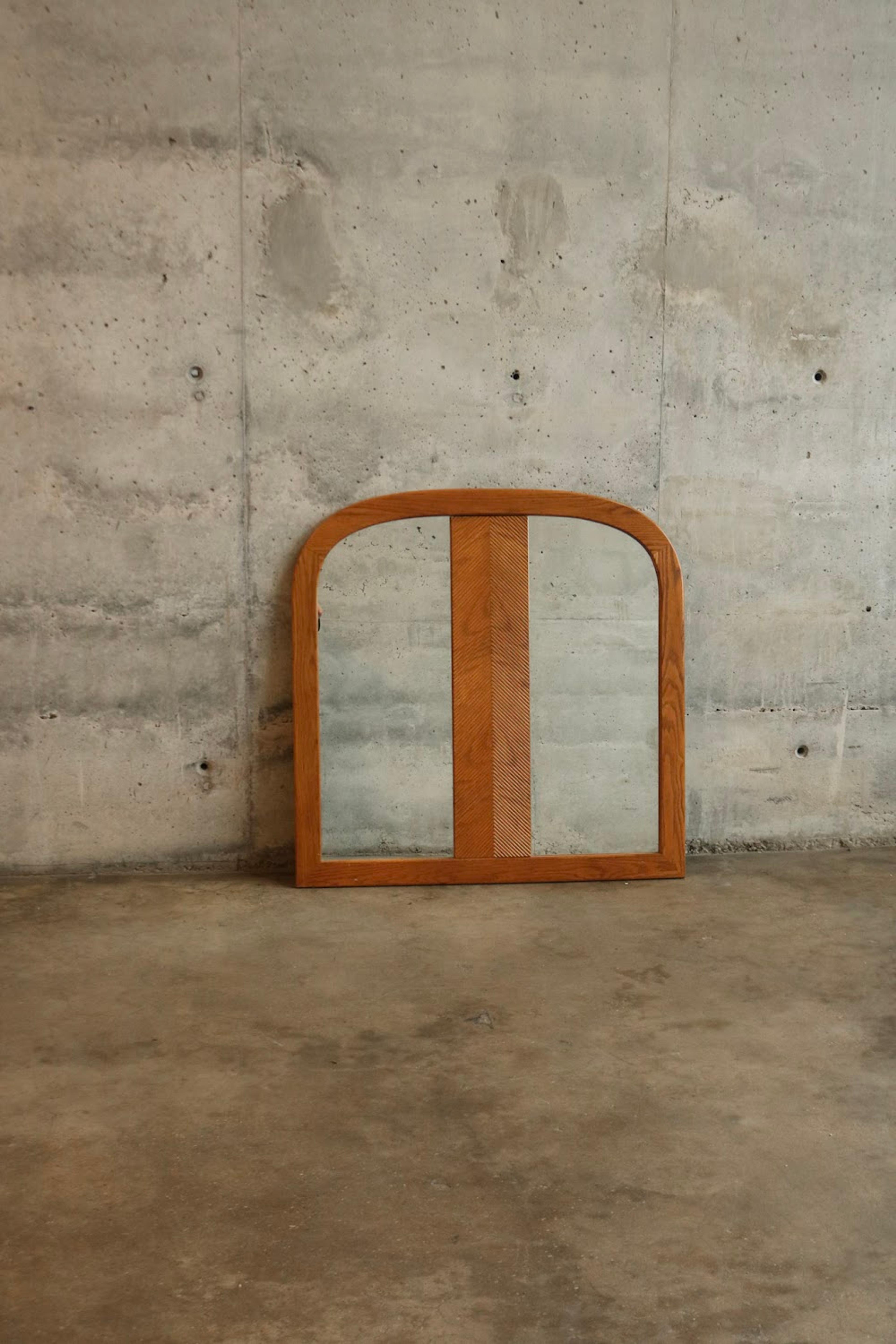 Vintage Solid Oak Wood Stand Wall Mirror