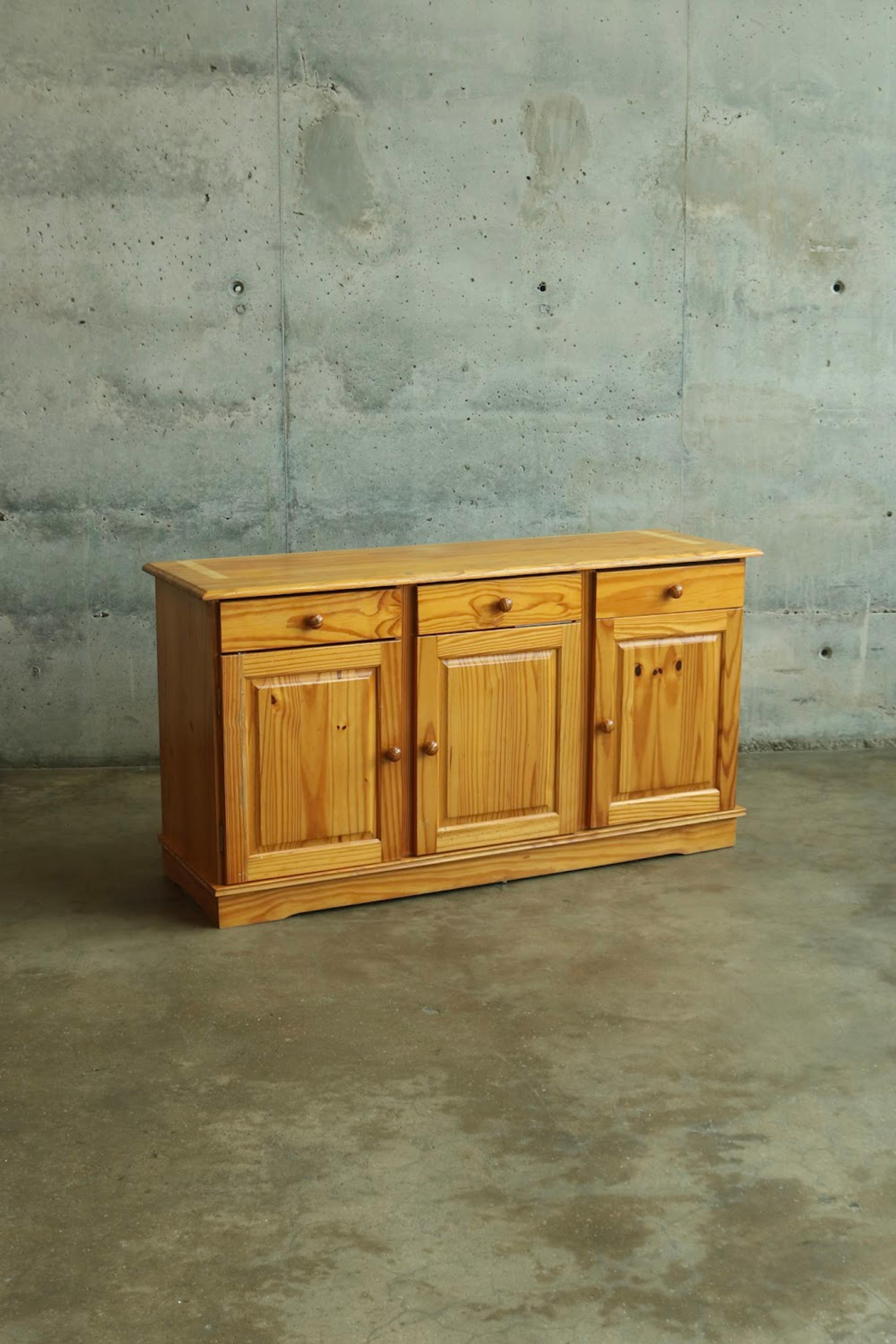 Vintage Oak Wood Console Credenza