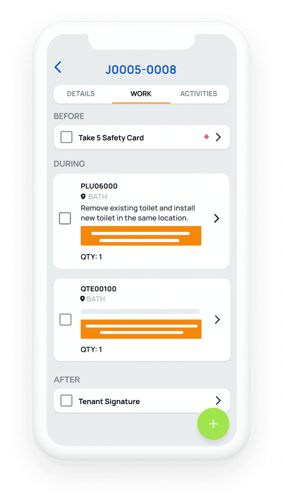 Field app - Work dashboard
