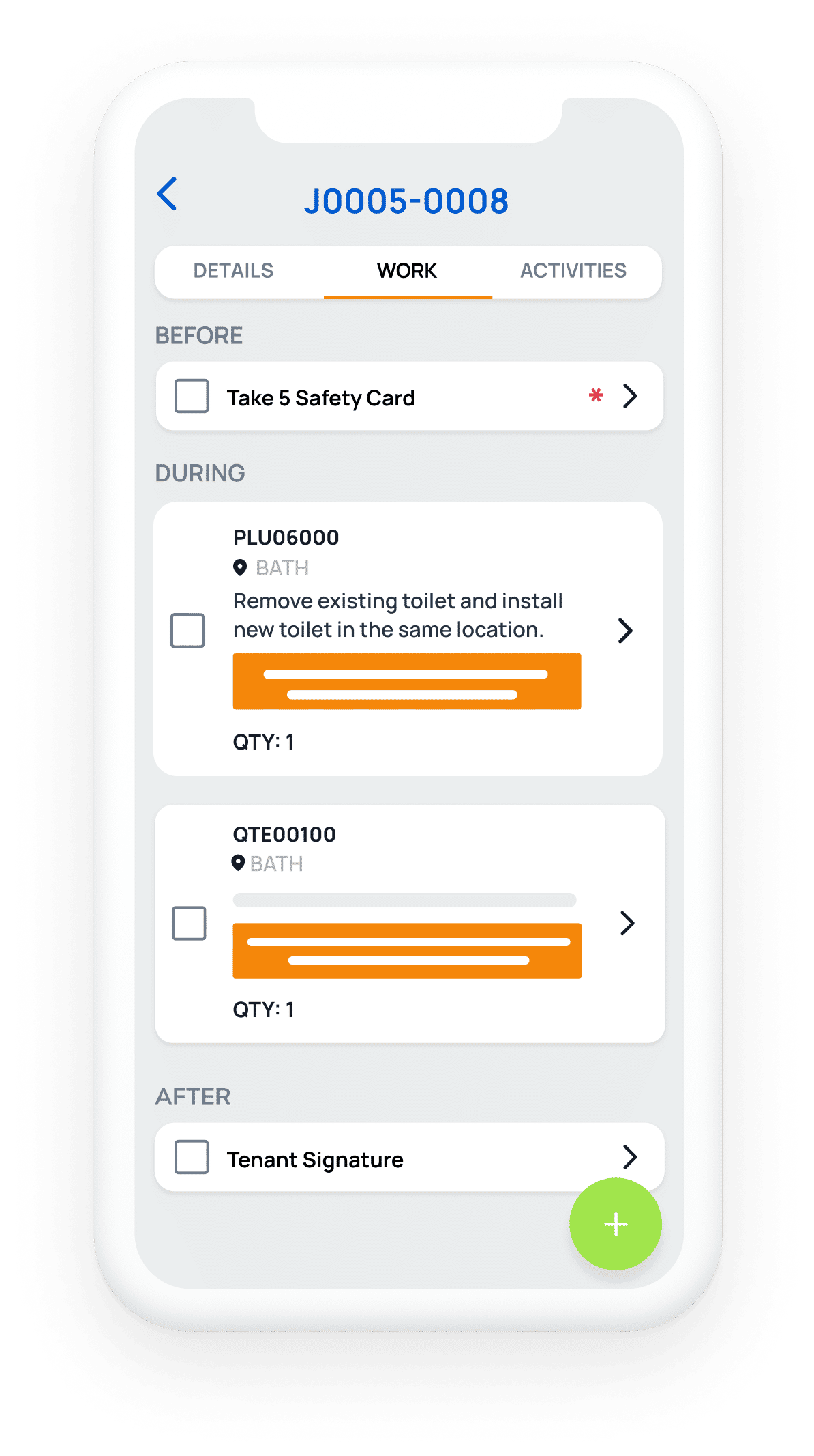 Field app - Work dashboard