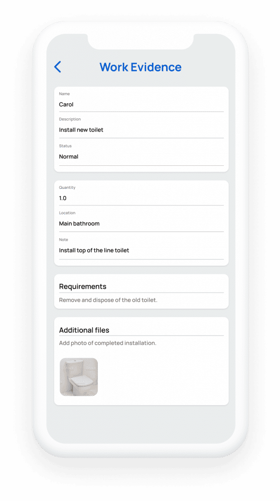 Field app - Work evidence