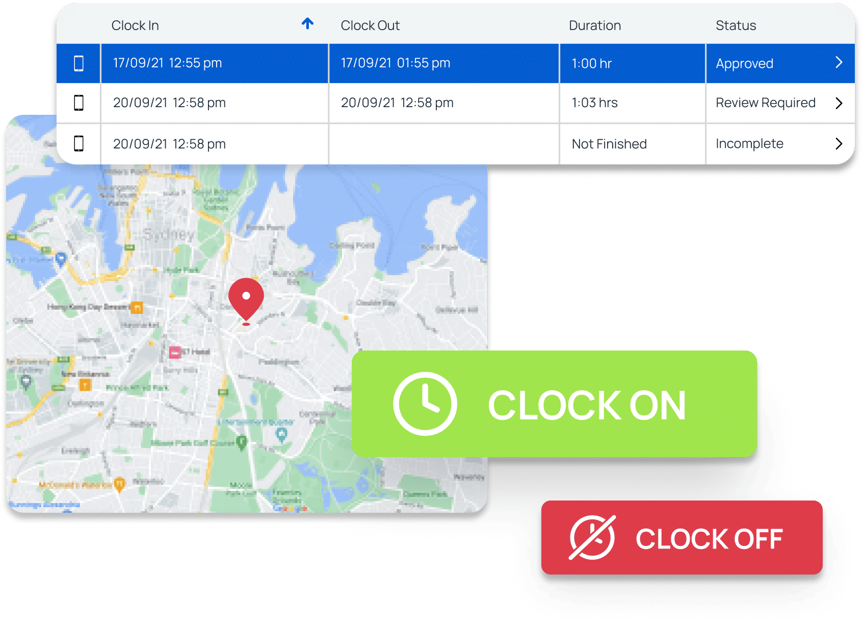 Timesheet and geo location