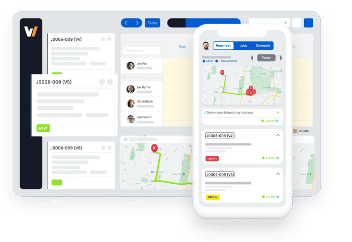 job scheduling and dispatch software screen illustration