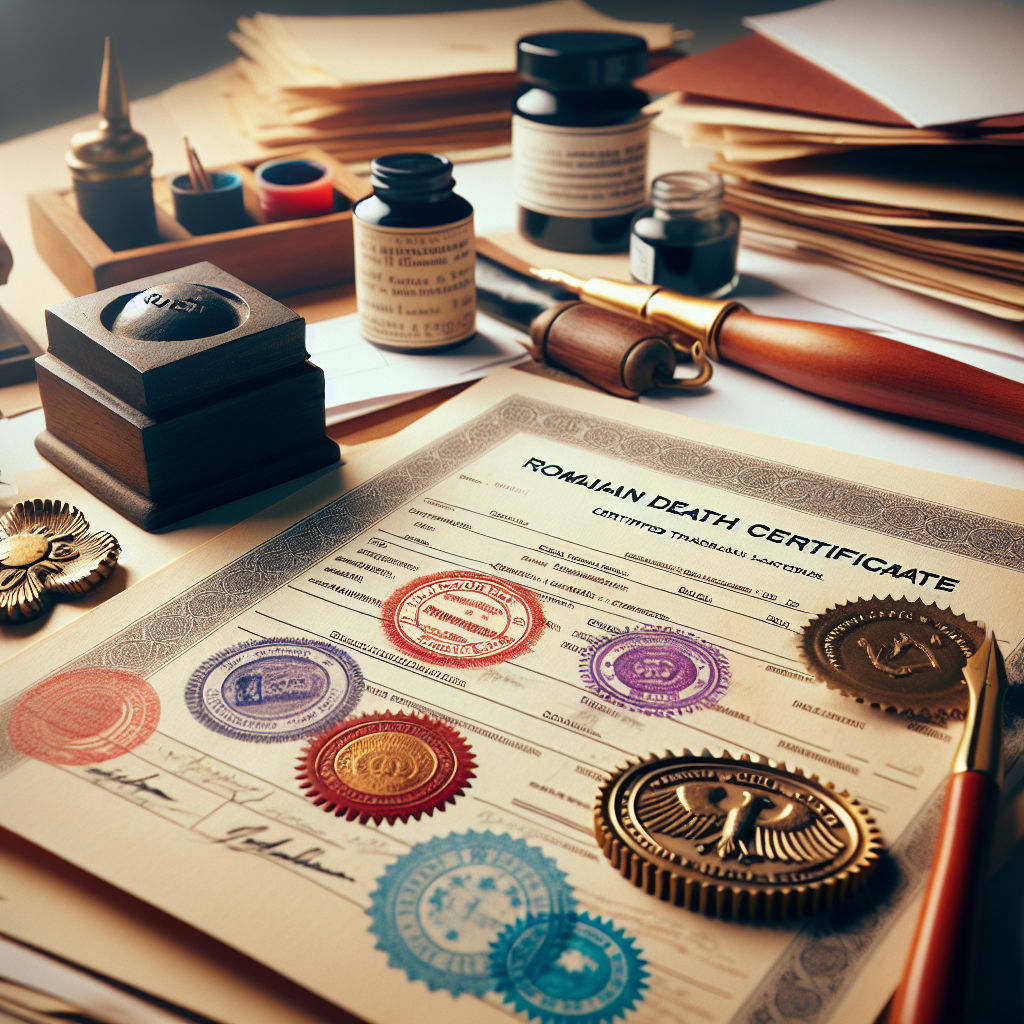 תרגום נוטריוני ברומנית לתעודת פטירה – דוגמה / תמונה להמחשה