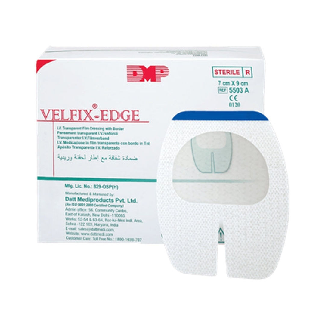 DMP Velfix-Edge Transparent IV Dressing - 6cm x 7cm Pack of 10