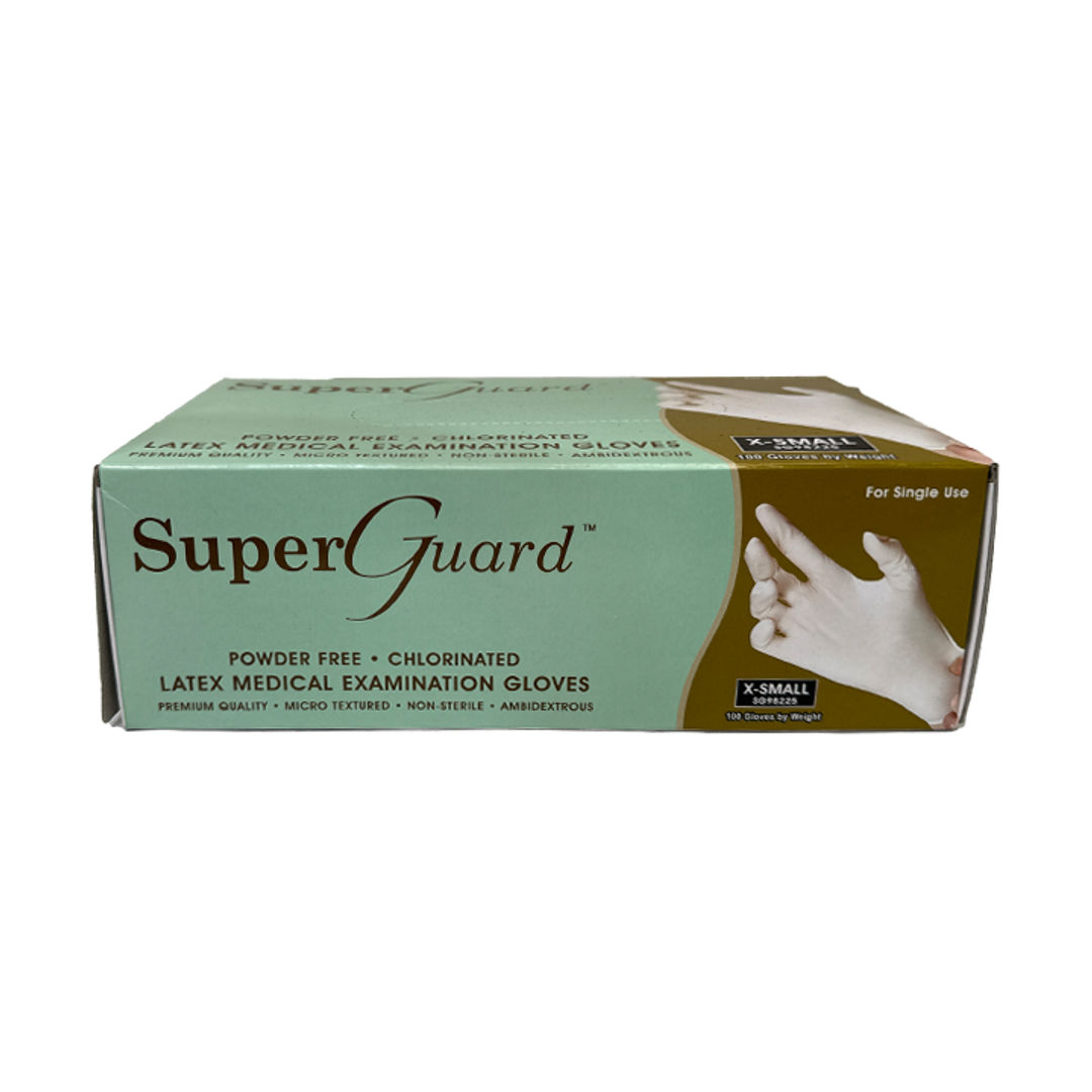 SuperGuard Latex Powder Free Examination Gloves - White/Beige X-Small Pack of 100