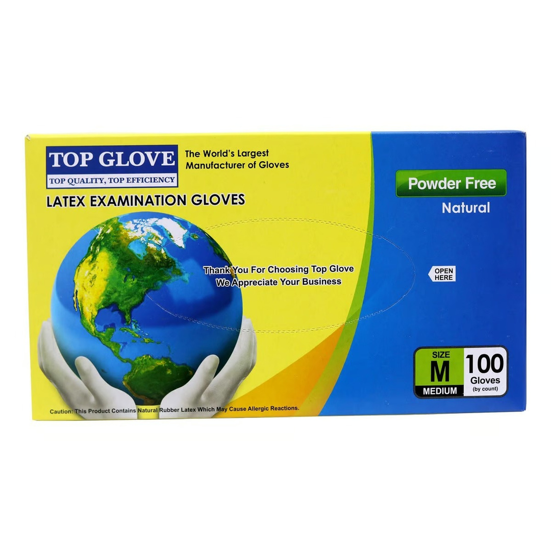 Top Glove Powder Free Latex Gloves (Extra Large) - Pack of 100