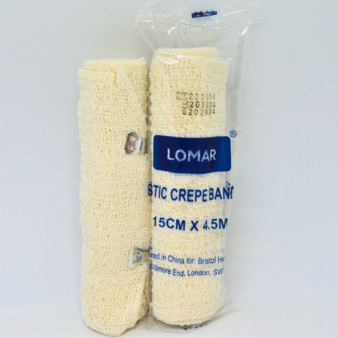 Lomar Elastic Crepe Bandage, 15cm x 4.5m - Pack of 12 Rolls (LMBD 1292)