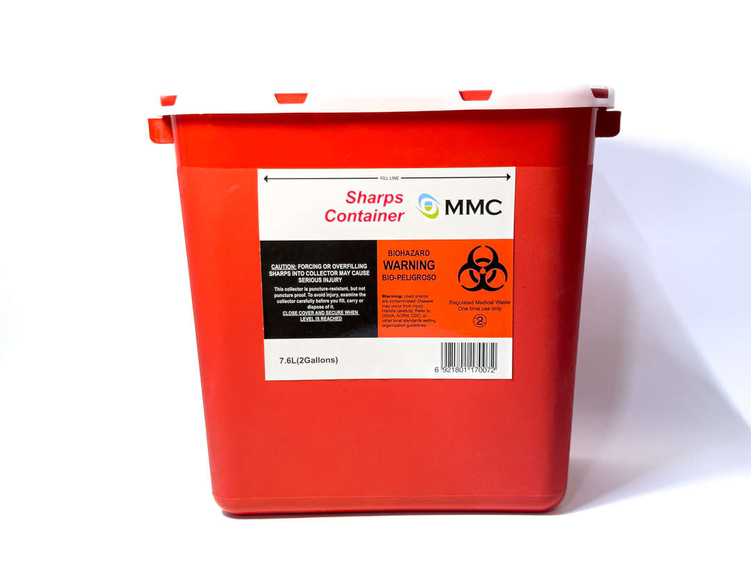 MMC Disposable Red Sharp Container 7.6L Wall Mounted