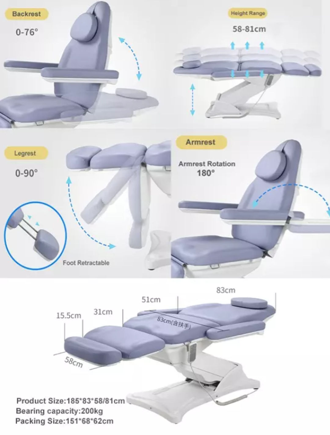 Electric Dermatology Chair - White (BC01)