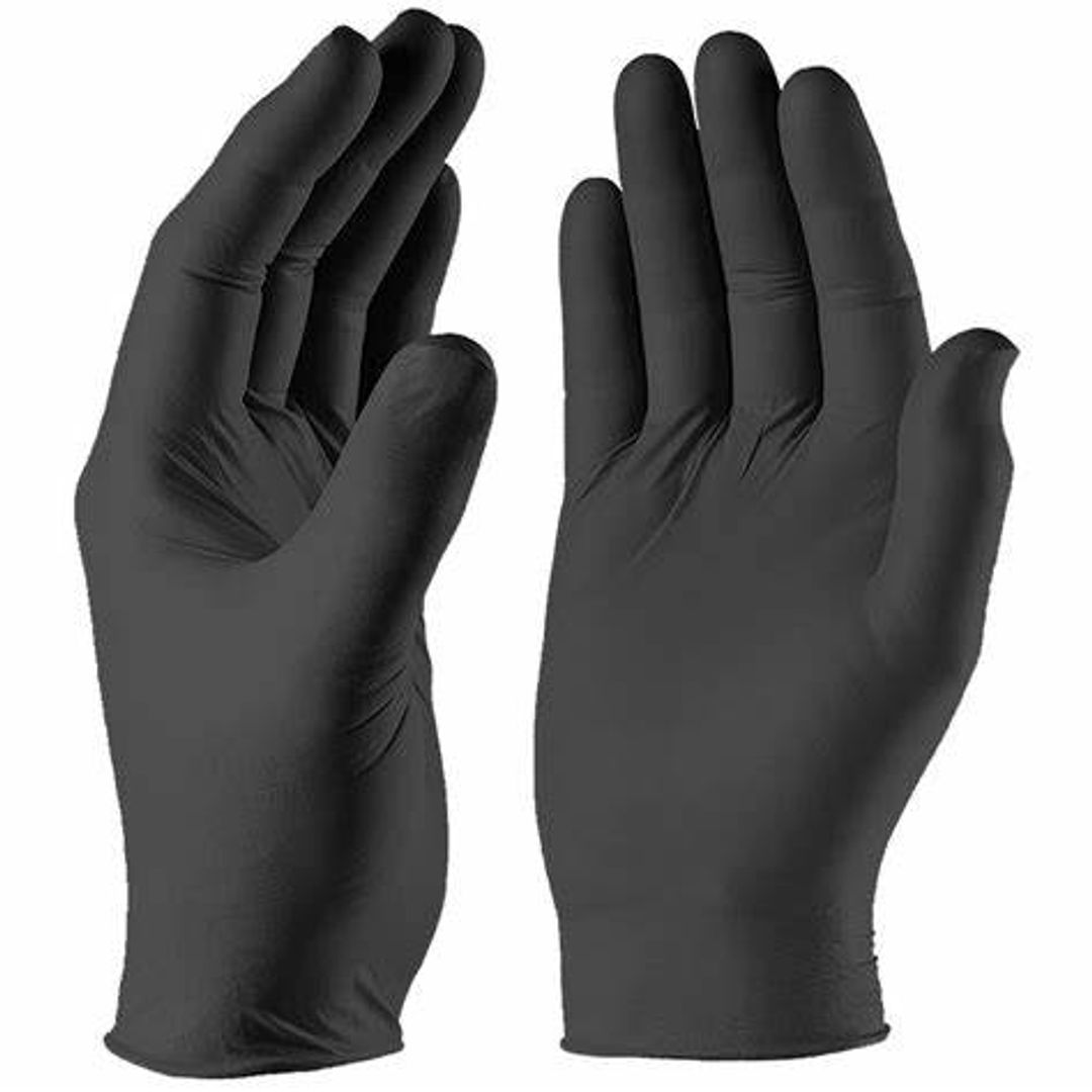 SuperGuard Black Nitrile Powder Free Gloves, Medium - Pack of 100