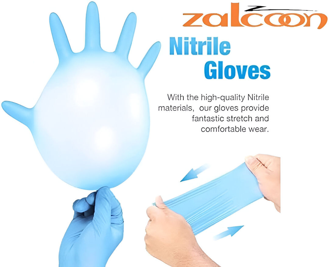 Zalcoon Powder Free Blue Nitrile Examination Gloves Pack of 100 - Small