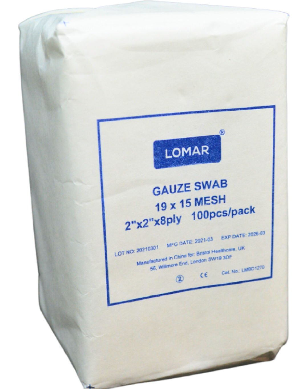 5 x  Lomar Gauze Swab, 5 cm x 5 cm x 8Ply - Pack of 100 (LMBD 1270)
