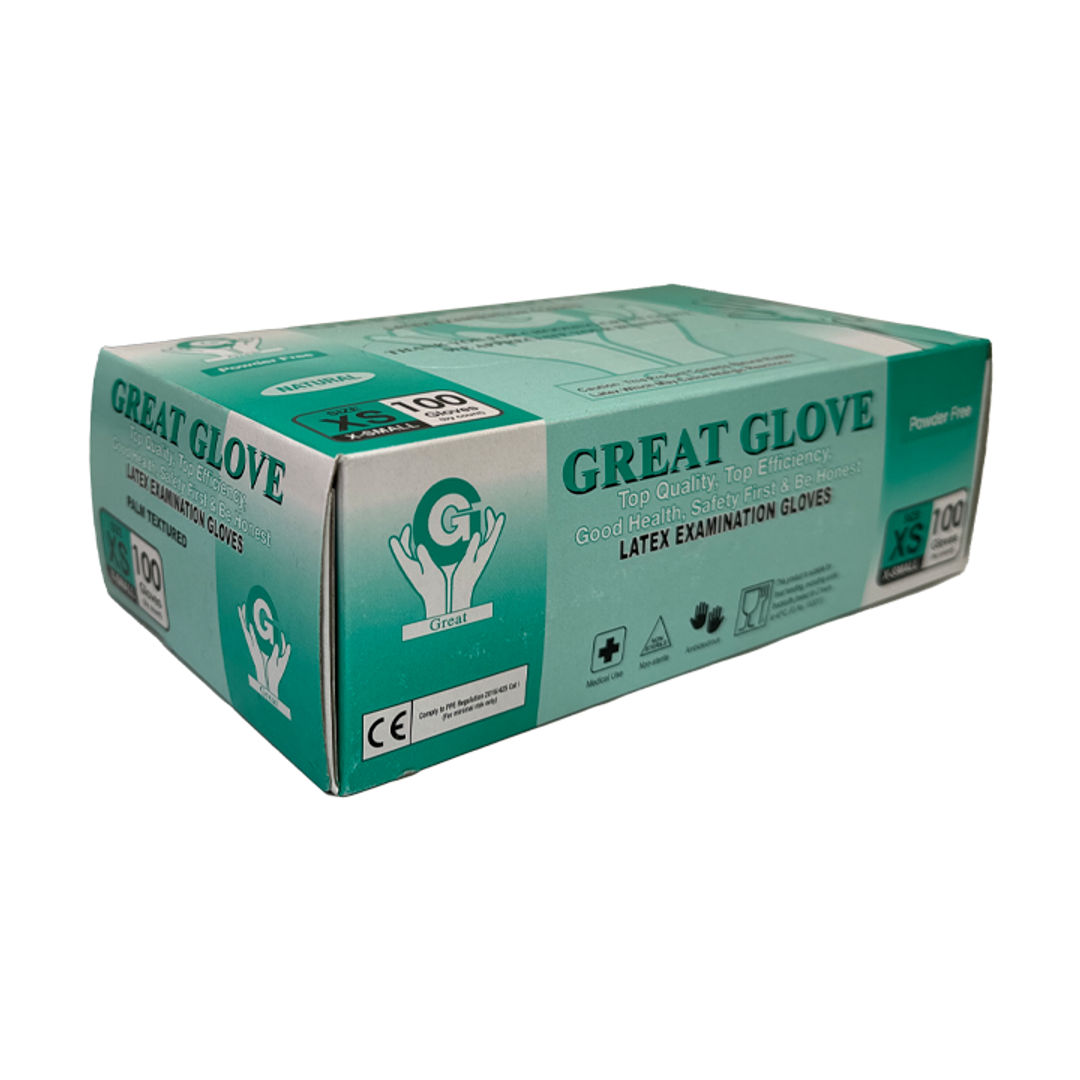 Great Glove Latex Examination Gloves - Xsmall Pack of 100