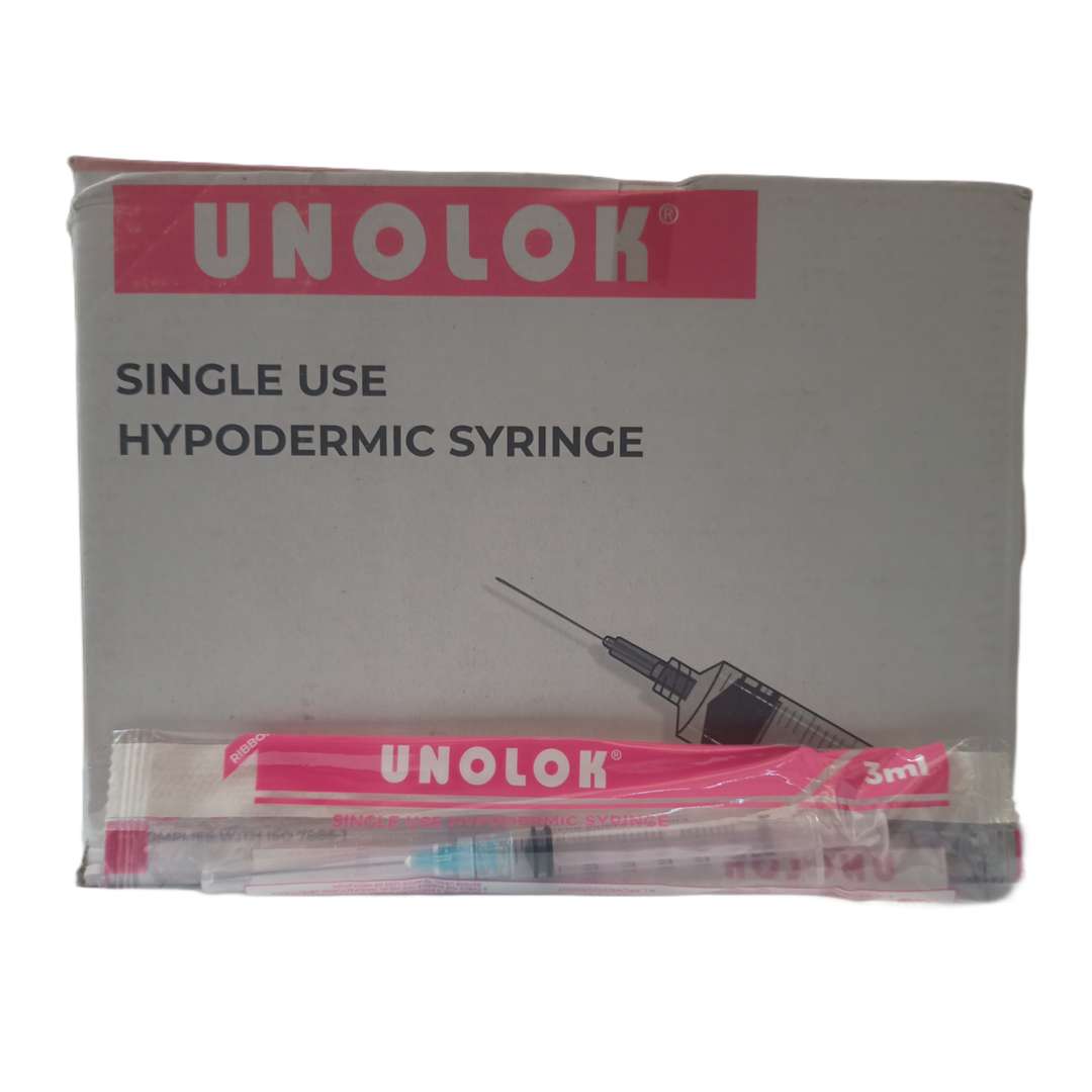 HMD Unolok Luer Lock Syringe with Needle, 3ml, 23G x 1 1/4 Inch - Pack of 100