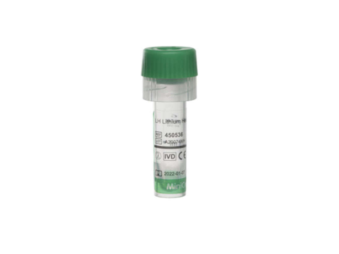 Greiner MiniCollect Tube 1 ml LH Lithium Heparin GreenCap - Pack of 50 (450537)