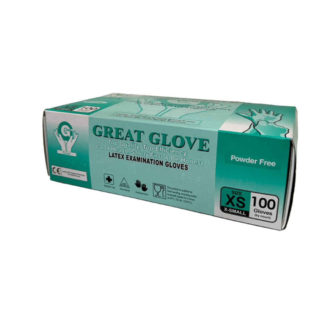 Great Glove Latex Examination Gloves - Xsmall Pack of 100