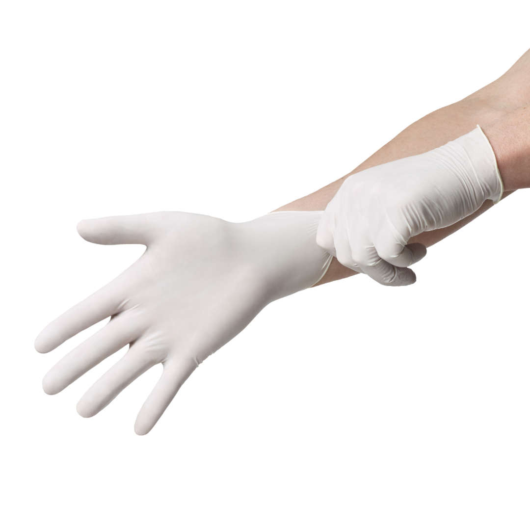 SuperGuard Latex Powdered Gloves - White, Medium - Pack of 100