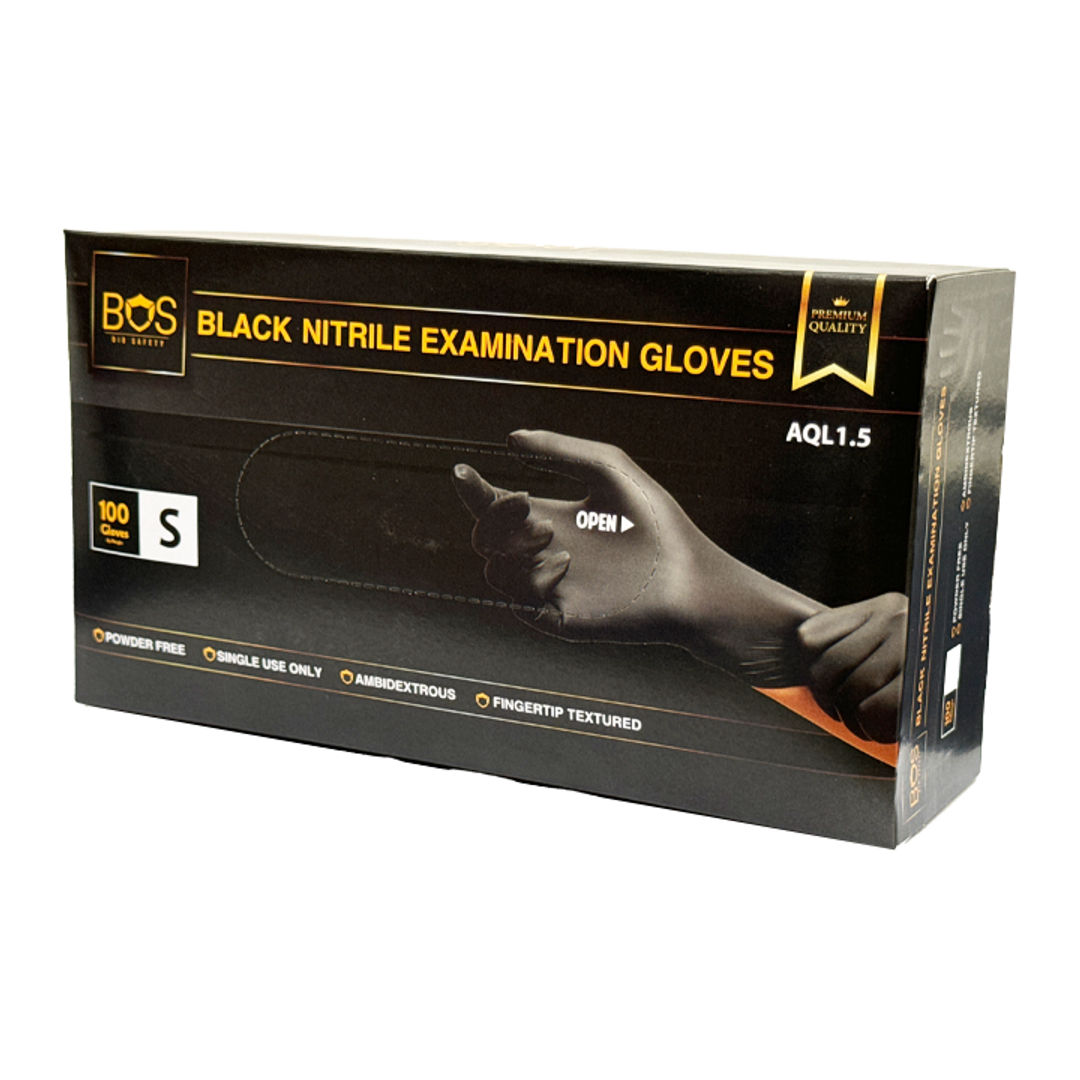 Boss Black Nitrile Examination Glove - Small Pack of 100