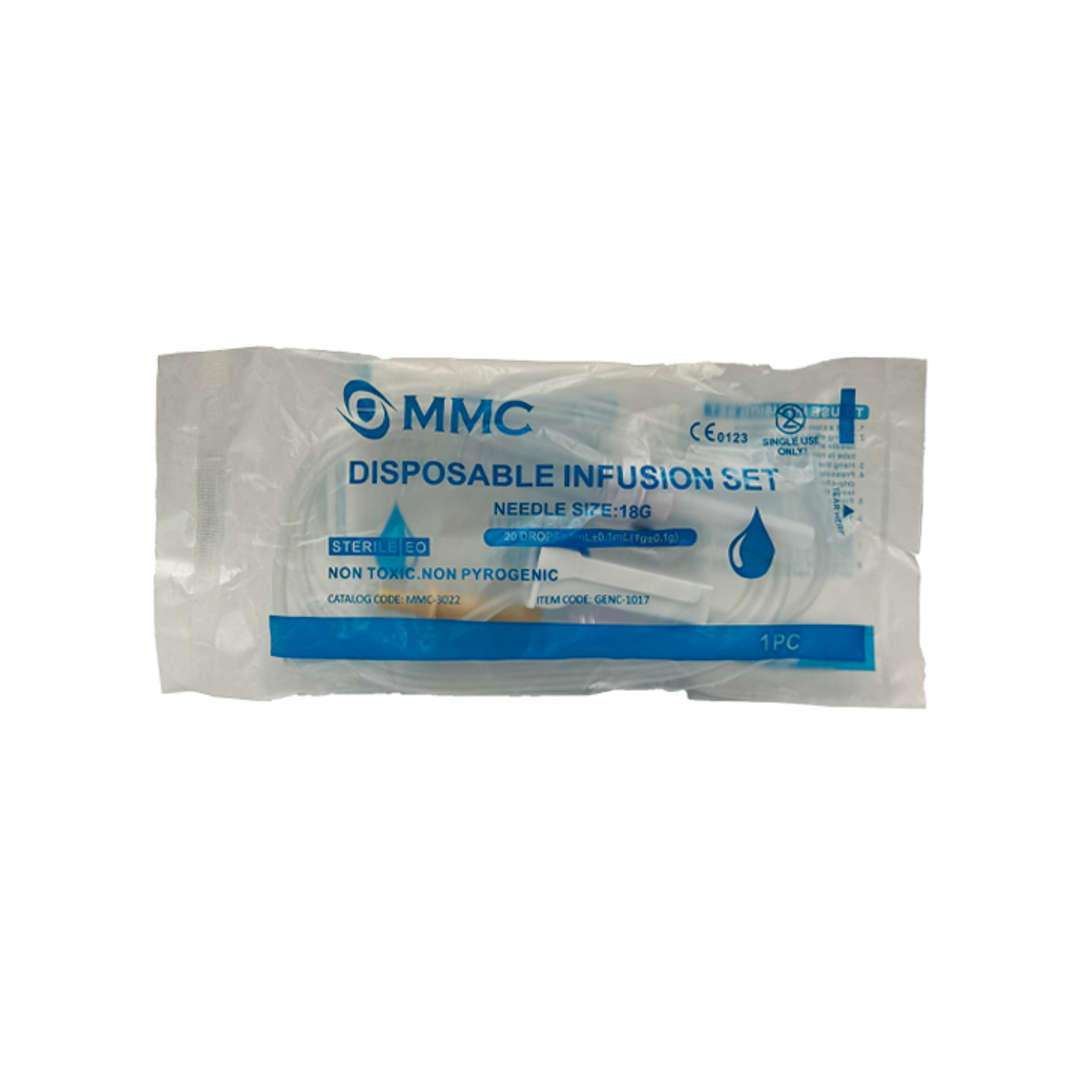 MMC Disposable Infusion Set without Chamber 18G, Pack of 25 (GENC-1017)