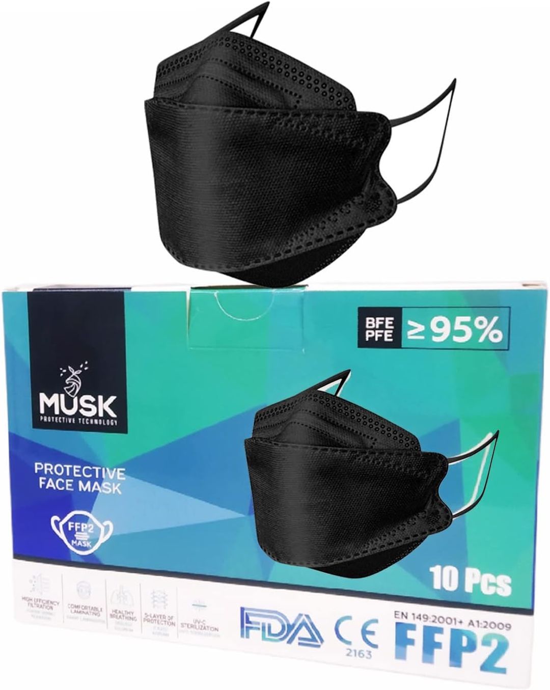 Malpurwala Disposable 5Ply Face Mask - Black Pack of 10