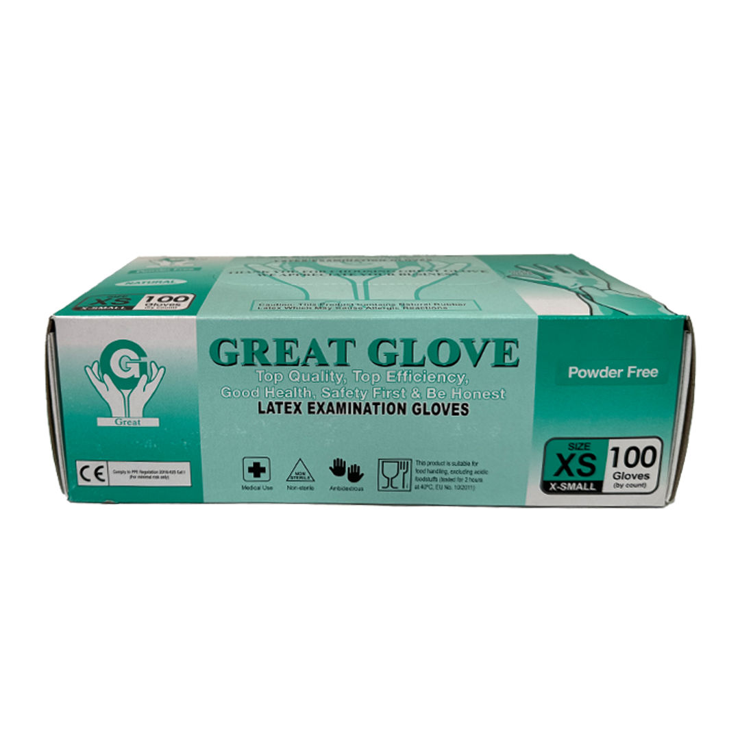 Great Glove Latex Examination Gloves - Xsmall Pack of 100