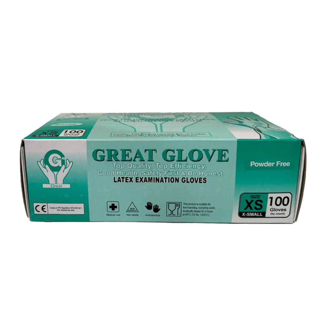 Great Glove Latex Examination Gloves - Xsmall Pack of 100