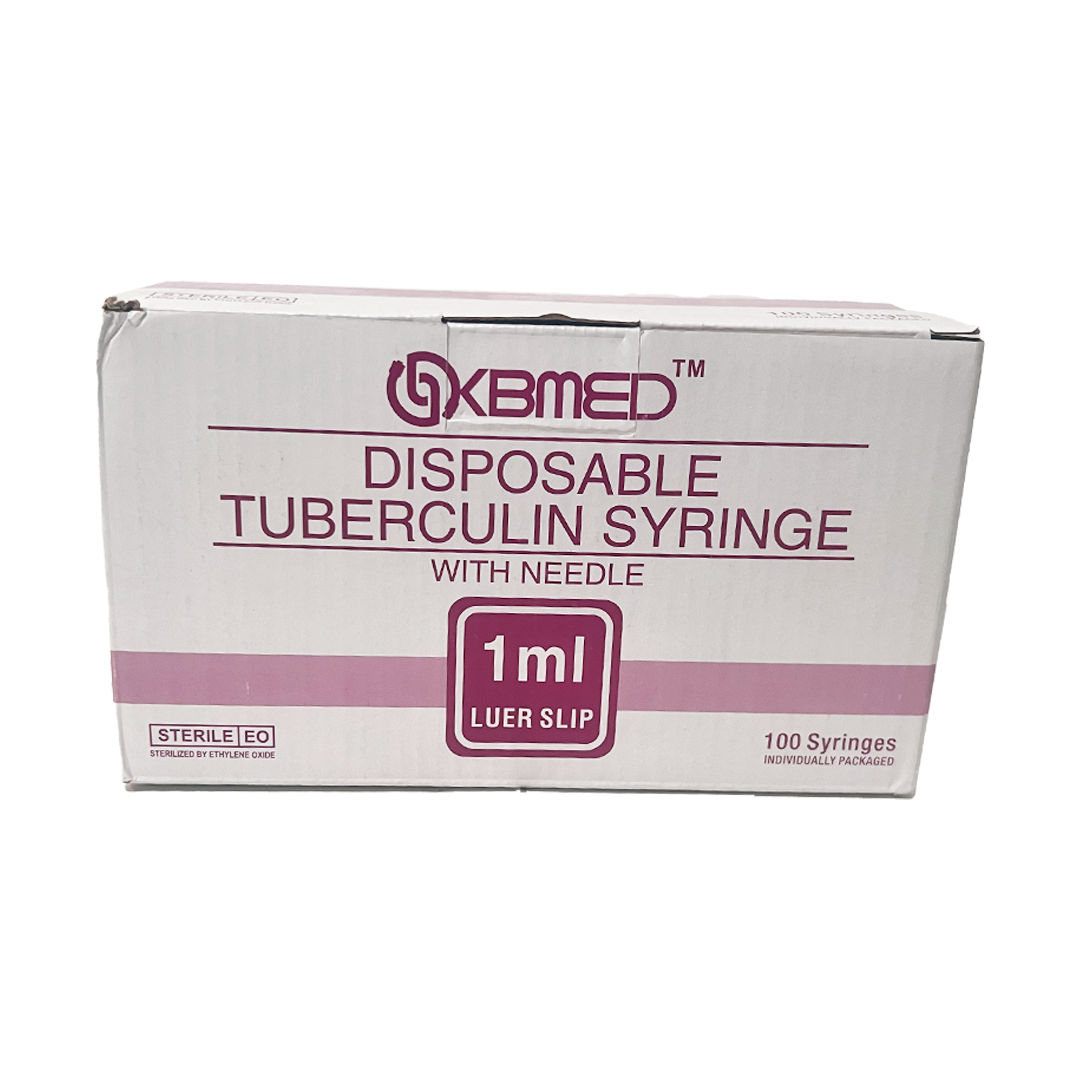 KBMED 1ml Disposable Tuberculin Syringe with Needle,27G x 1/2 Inch - Pack of 100