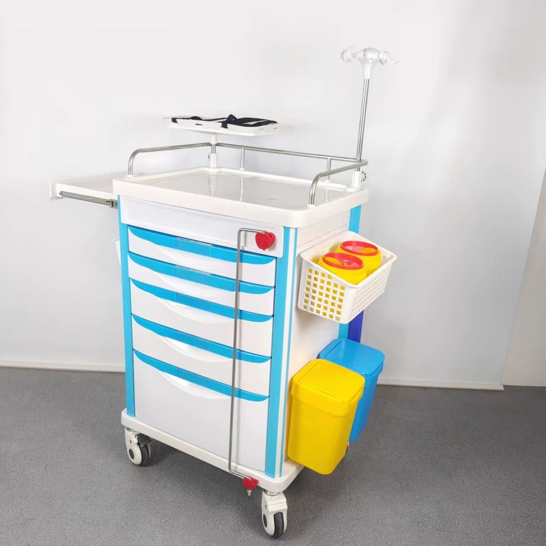 Emergency Crash Cart Trolley - Blue and Grey ABS Material DW- M620T7A