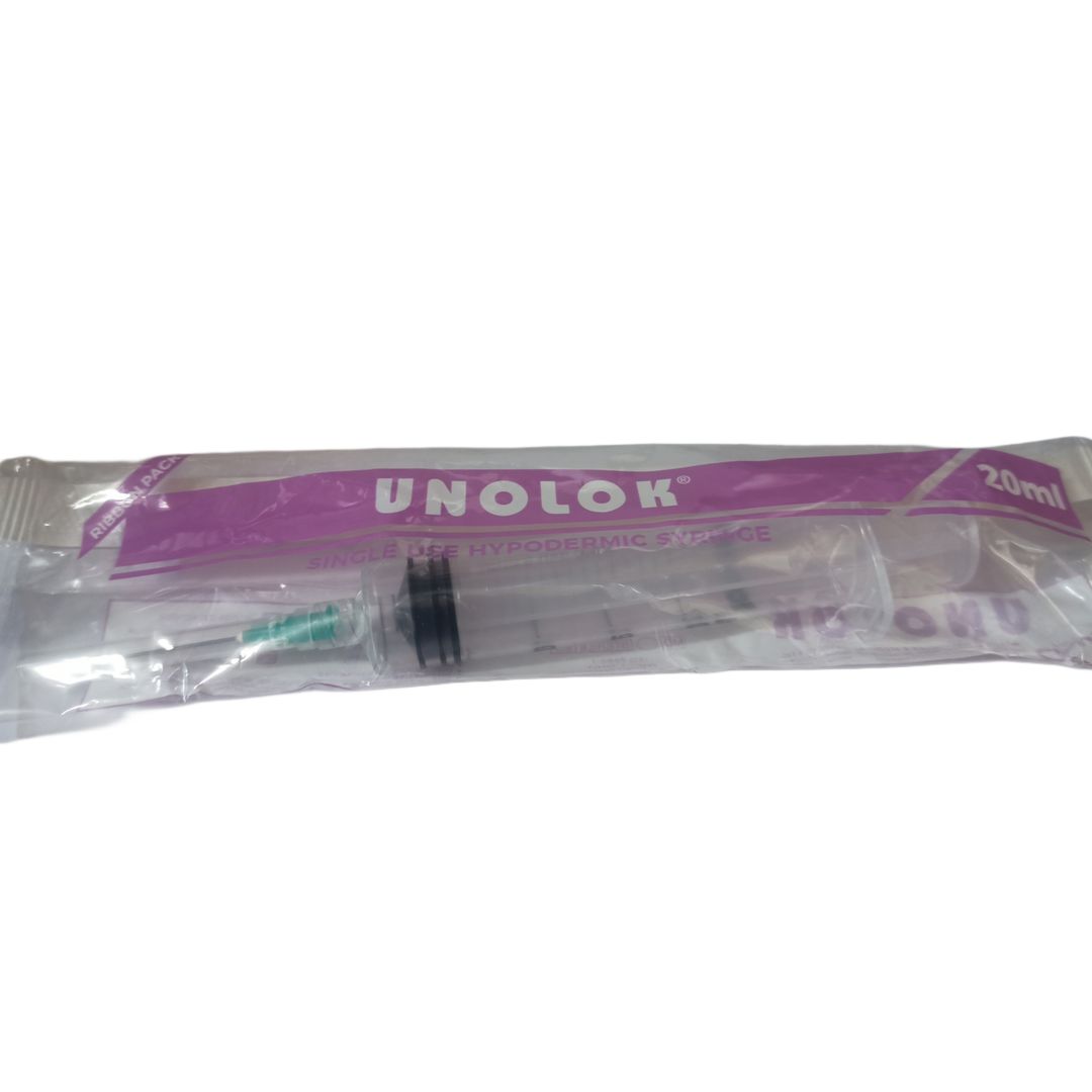 HMD Unolok Syringe - 20ml, 21G x 1-1/2 Inch, Luer Lok, Pack of 25