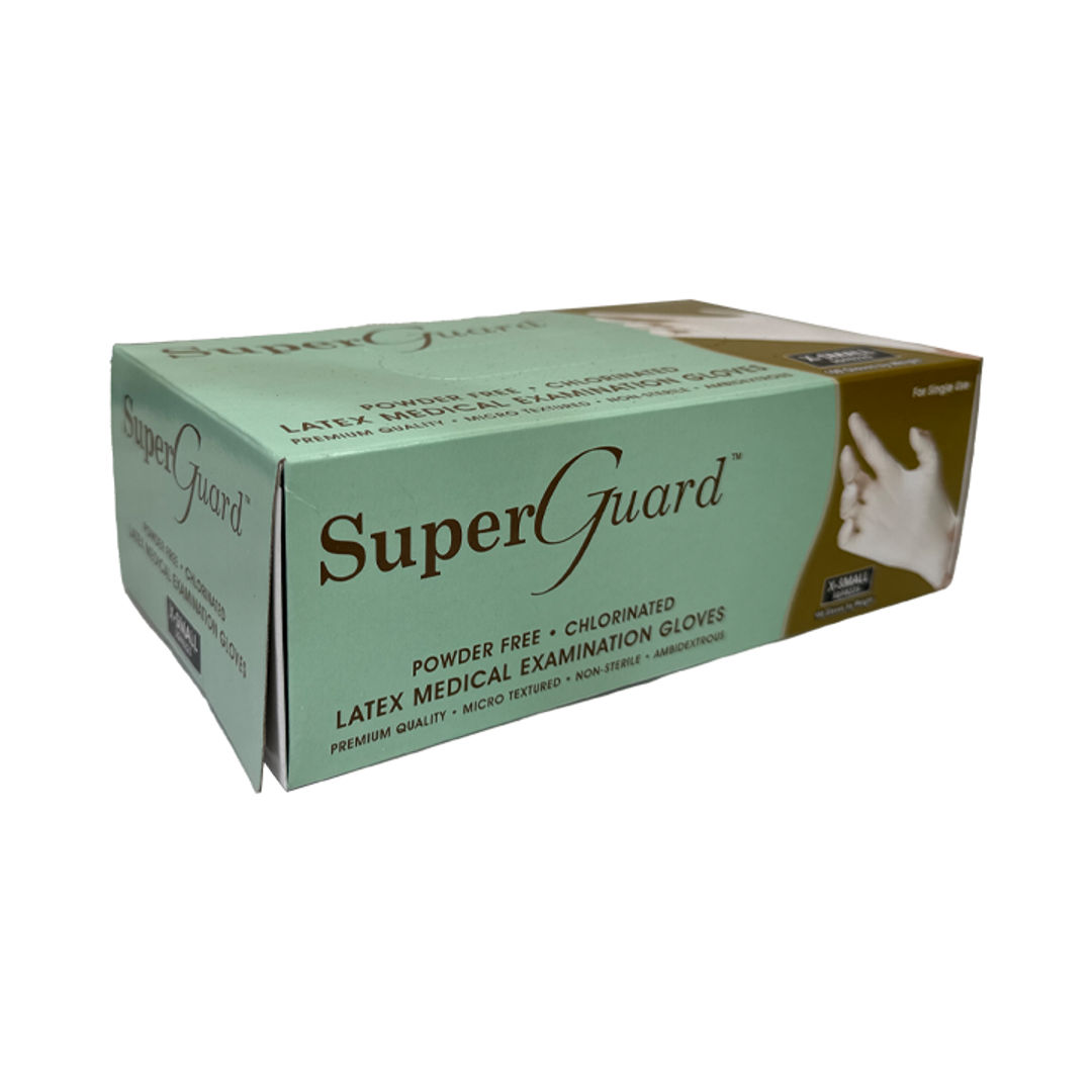 SuperGuard Latex Powder Free Examination Gloves - White/Beige X-Small Pack of 100