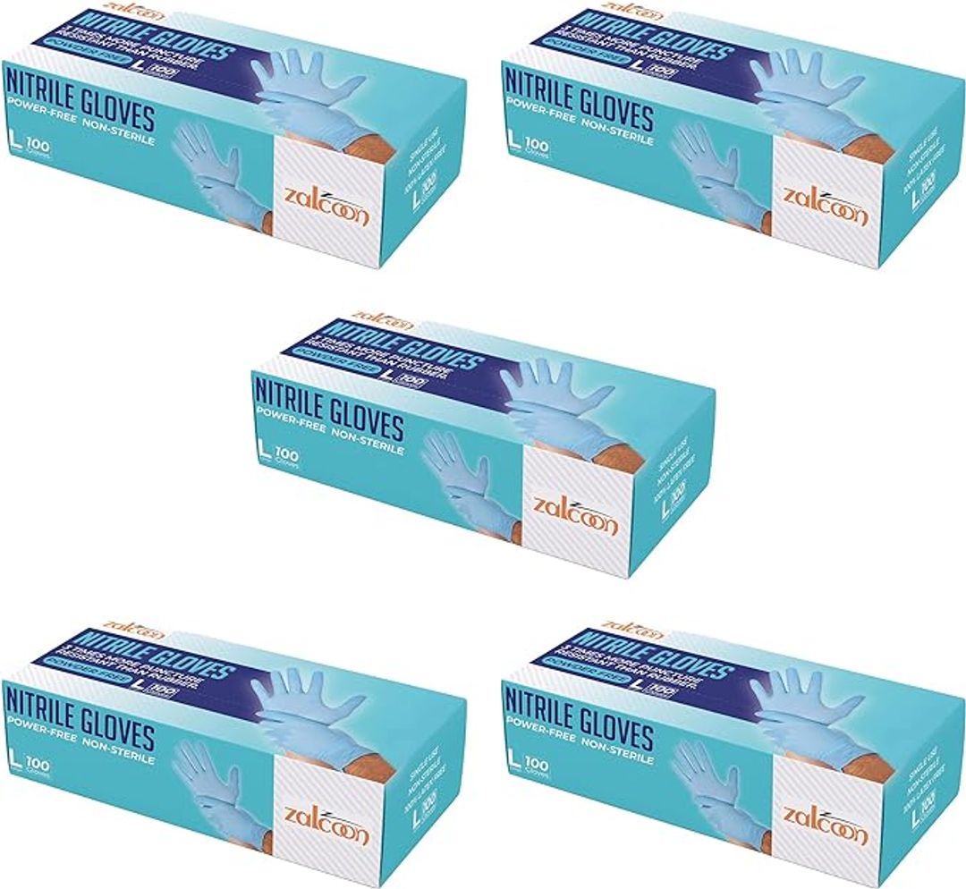 Zalcoon Powder Free Blue Nitrile Examination Gloves Pack of 100 - Small