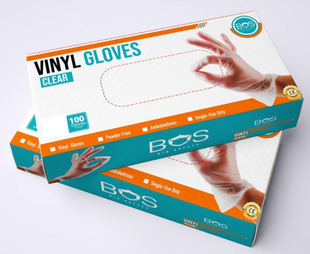 Bos Vinyl Powder Free Clear Gloves, X- large- Pack of 100